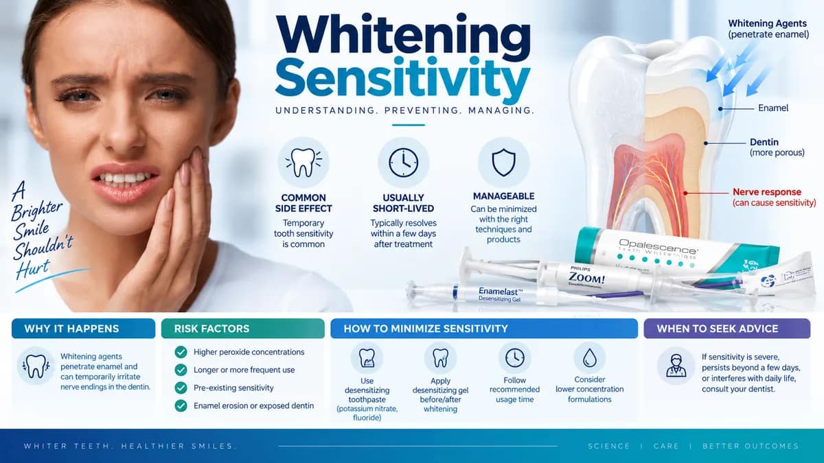 Whitening sensitivity: choosing concentrations, wear times and desensitisers for in-office and at-home bleaching