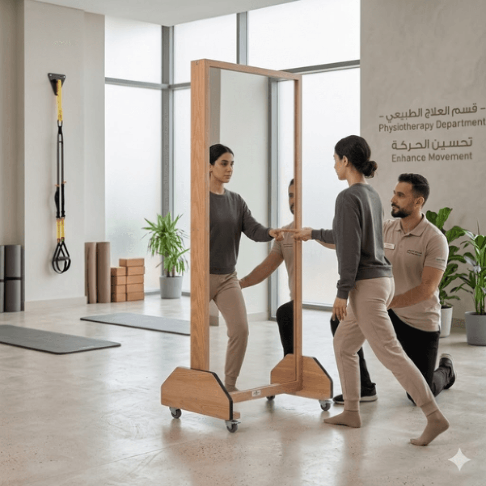 Mobile Physical Therapy Mirror, Wooden Frame