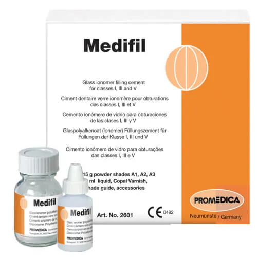 Medifil، أسمنت حشوة زجاج أيونومير، A1، مسحوق + سائل