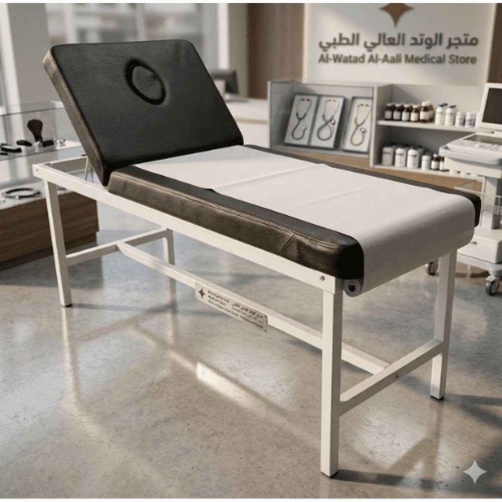 طاولة كشف معدنية براس متحرك مع فتحة تنفس