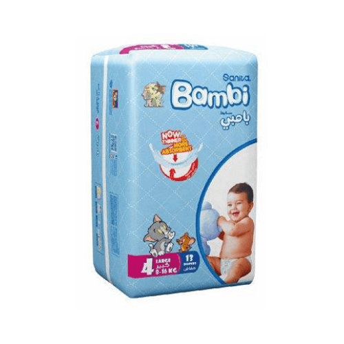 Bambi Baby Diapers, Large, Size 4