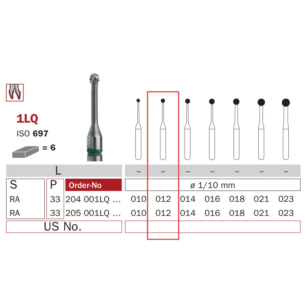 Carbide Bur, Long RA 012, Round ISO #697