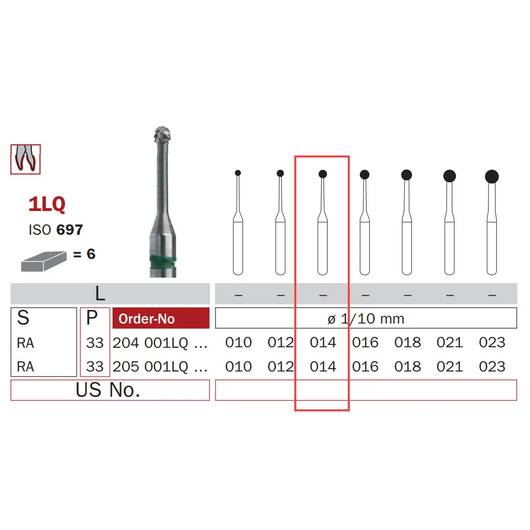 Carbide Bur, Long RA 014, Round ISO #697