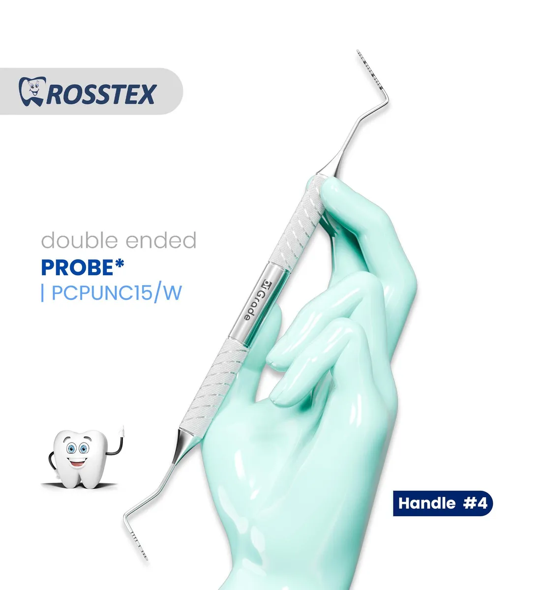 Dental Probe UNC15/Thin Williams, Handle No. 4, Double Ended