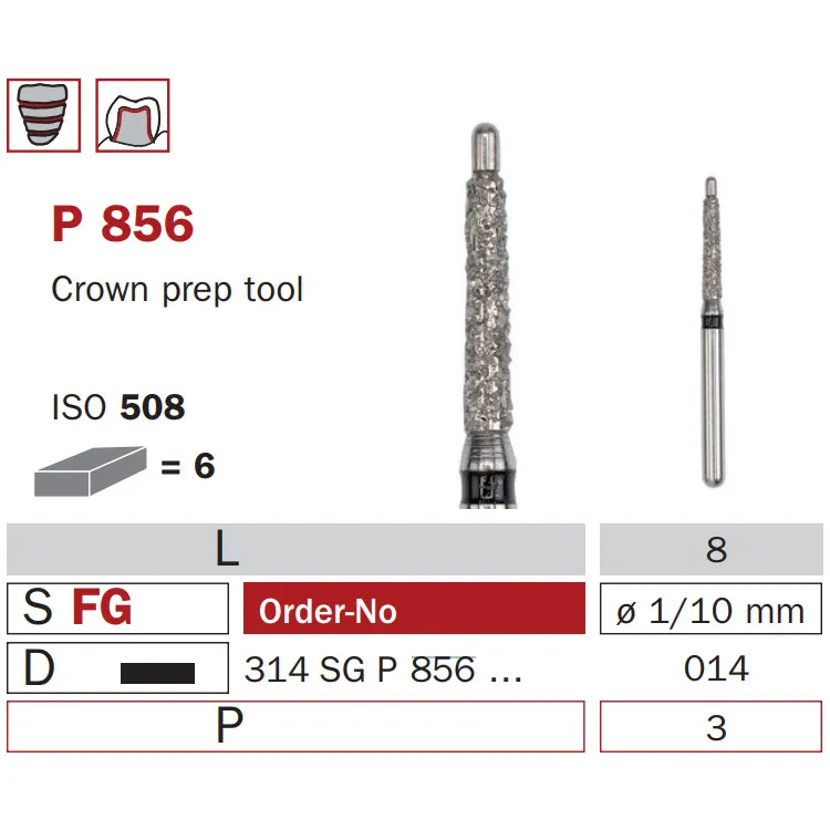 سنبلة ألماسية، FG 014، خشنة جدًا، مخروط بنهاية دائرية ISO #508