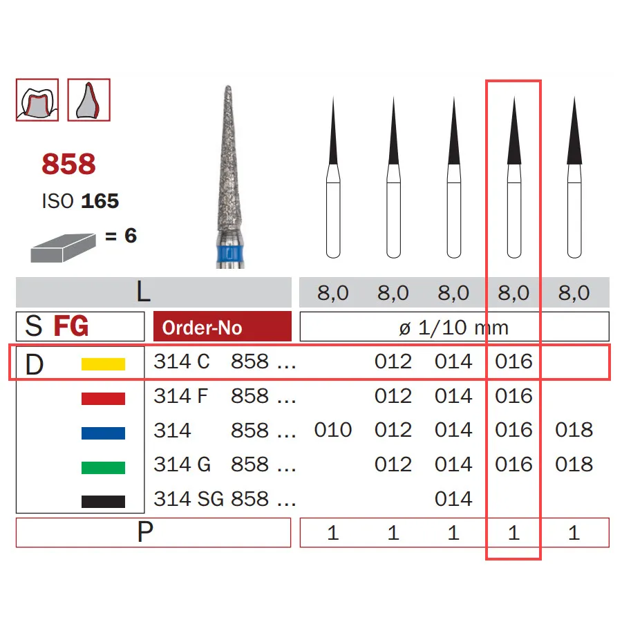 سنبلة ألماسية، FG 016، فائقة النعومة، مخروط ISO #165