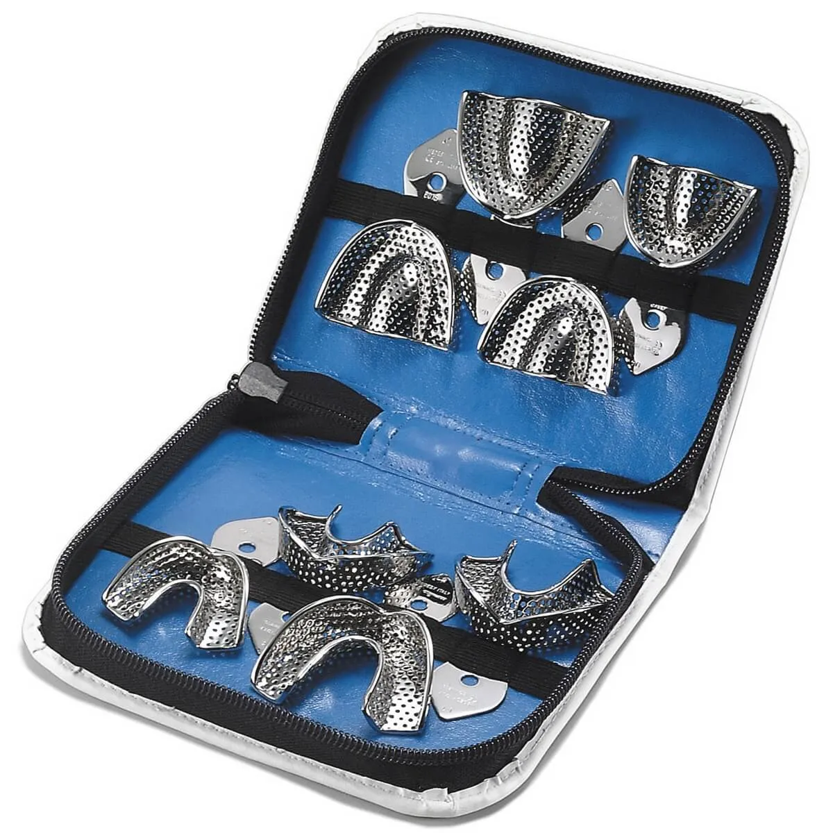 Impression Trays, Stainless Steel, Pediatric, Perforated, Rim Lock, Set/8