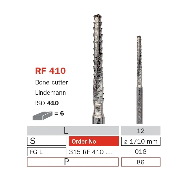 Surgical Carbide Bur, FG 016, Long, Aggressive Bone Cutter ISO #410