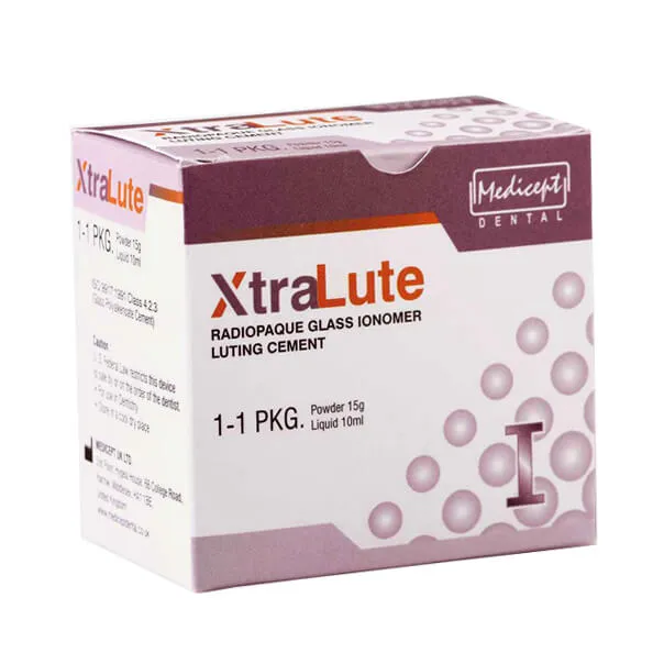 Xtralute أسمنت زجاجي أيونوميري للتثبيت، 15g مسحوق + 10ml سائل