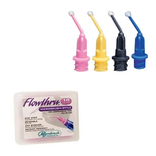 Flowthru Dispensing Tip, Microbrush Style, 22 Gauge, Black