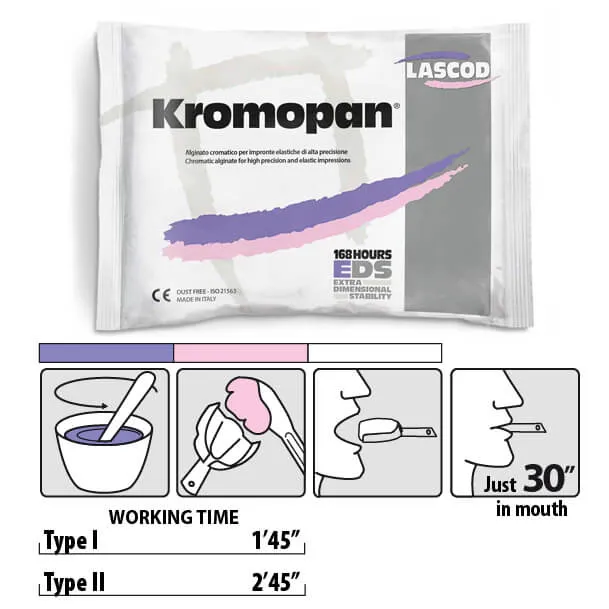 KROMOPAN كروماتيك ألجينات، نوع 1 بنفسجي/وردي/أبيض، سريع