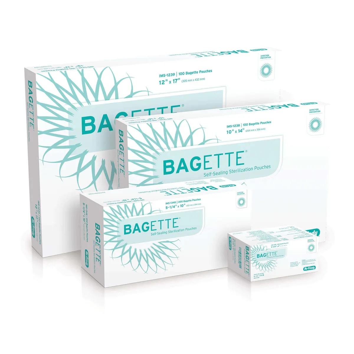 أكياس تعقيم ذاتية الإغلاق Bagette، 190x330mm