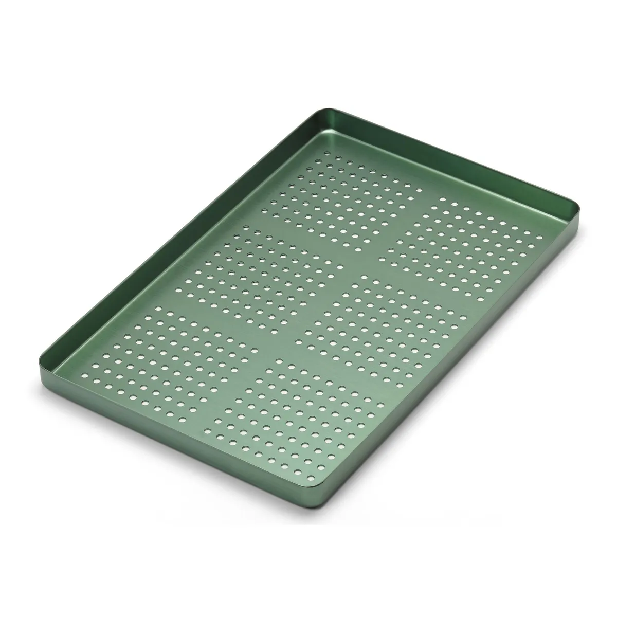 Perforated Aluminum Tray Green Normal 285x185x15mm