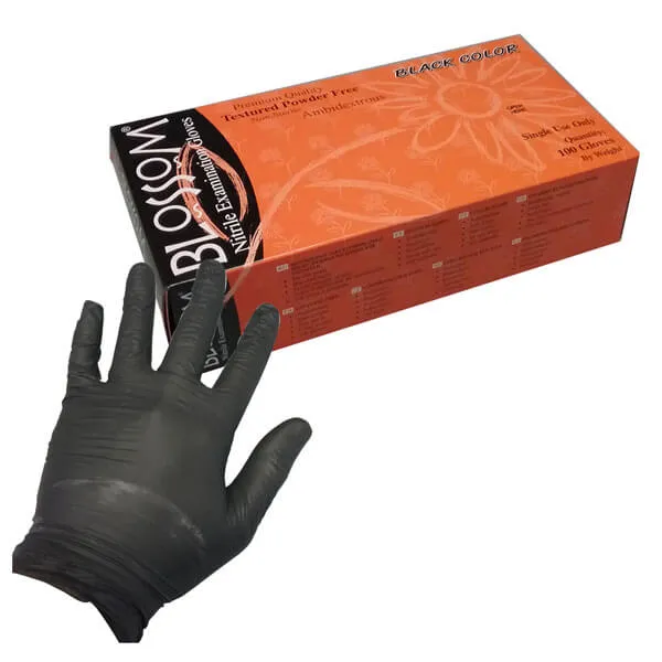 Powder Free Nitrile Exam Gloves, Small (Black Soft), PK/100