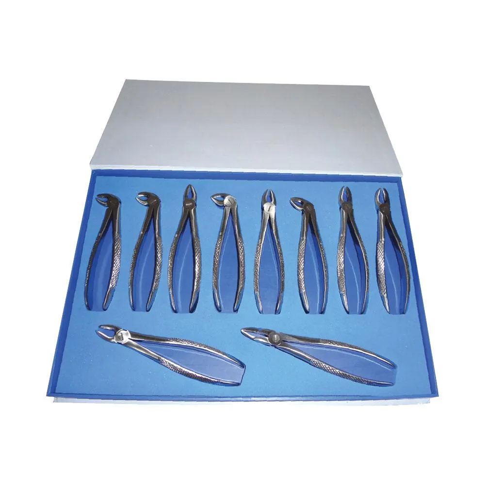 Dental Extraction Forceps Set, 10 Pcs, Mirror Finish