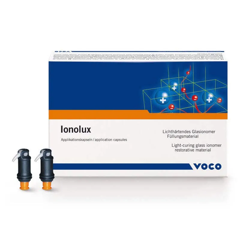 Ionolux، مادة ترميمية من زجاج الأيونومر معالجة بالضوء، متنوعة، كبسولة