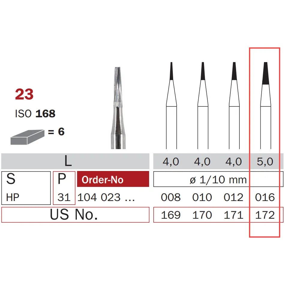 سنبلة كربيد HP 016 مخروط مقطوع ISO #168
