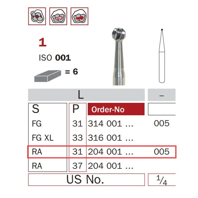 سنبلة كربيد RA 005 مستديرة ISO #001