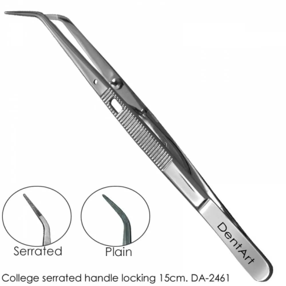 College Tweezer Serrated Handle Locking 15cm