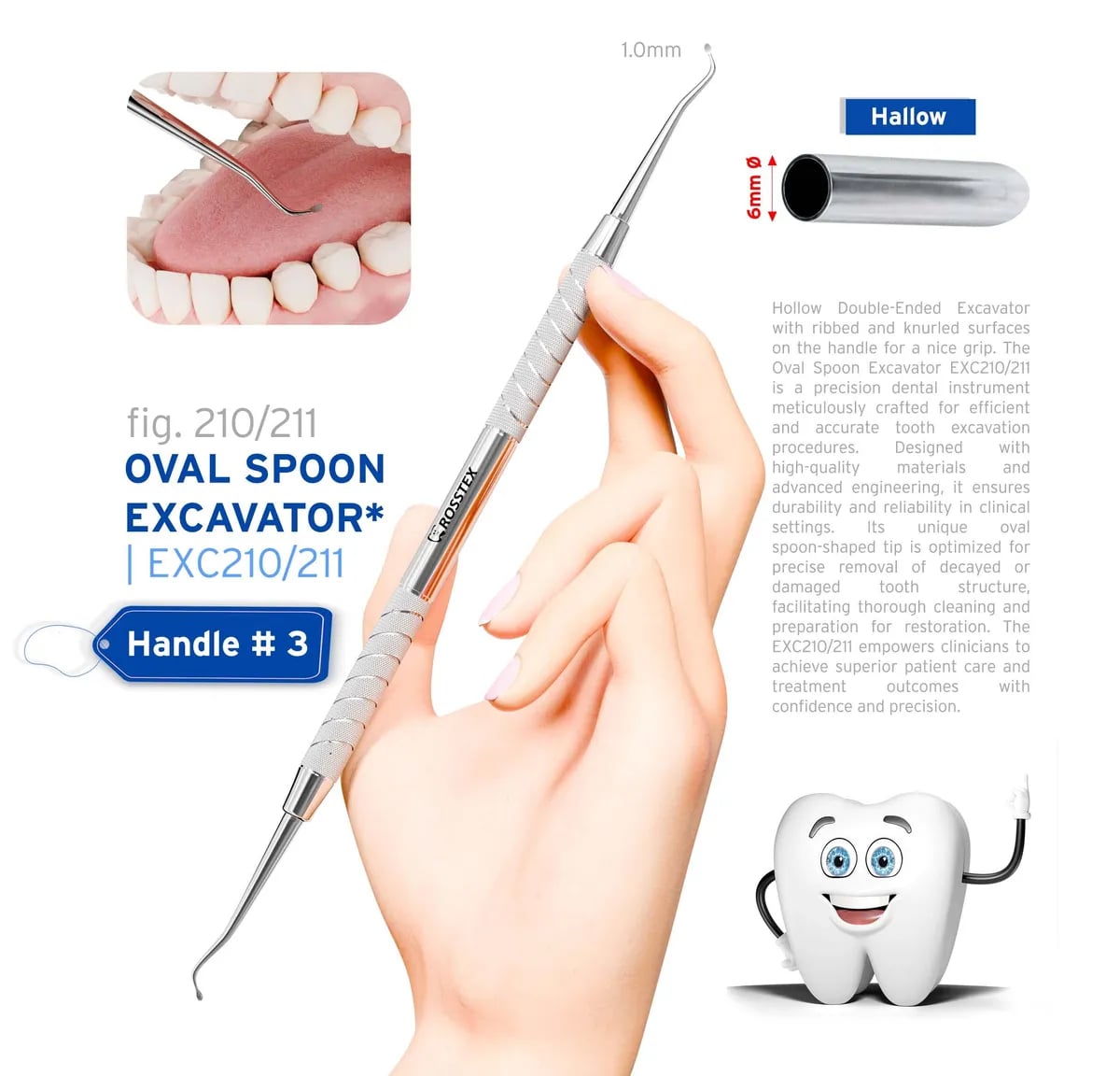 Dental Excavator 210/211, Solid Handle No. 3