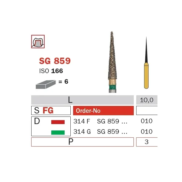 سنابل ألماسية FG 010 ناعم مخروطي (جولديز) ISO #166