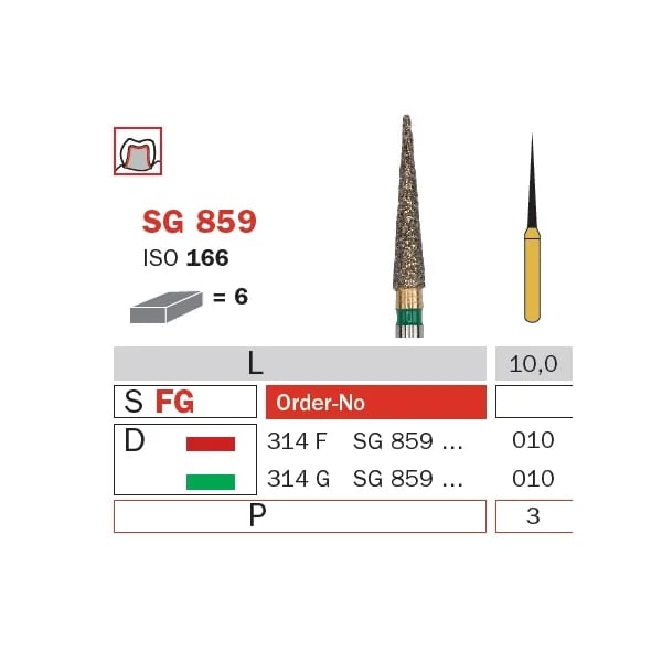 سنابل ألماسية، FG 010، خشنة جدا، مخروط (جولديز) ISO #166