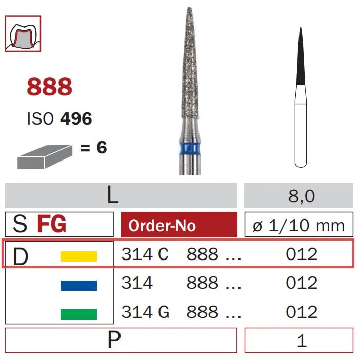 سنبلة ألماسية FG 012 ناعم جدا لهب ISO #496