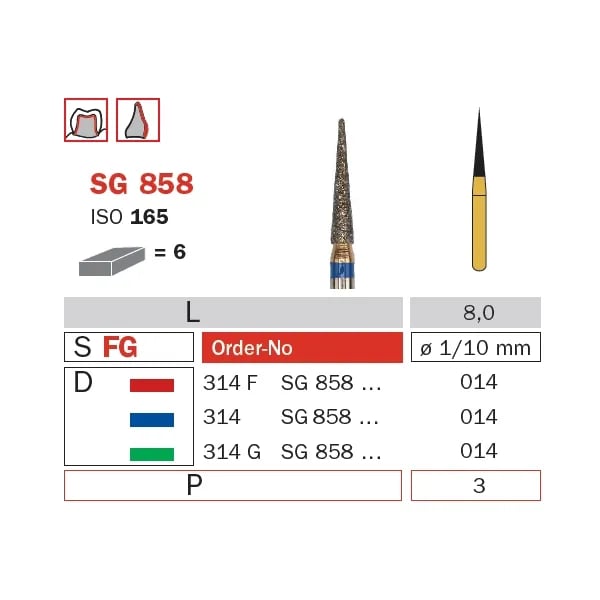 سنبلة ألماسية FG 014 خشنة مخروط (جولديز) ISO #165