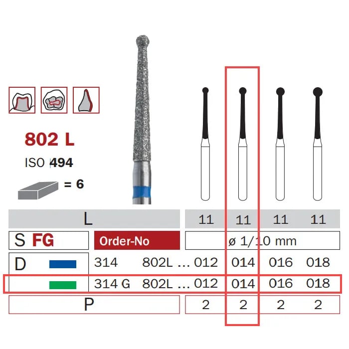 سنبلة ألماسية FG 014 خشنة رقبة طويلة دائرية ISO #494