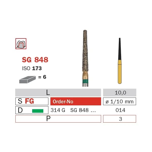 سنبلة ألماسية FG 014 خشنة مخروط مقطوع جولديس ISO 173