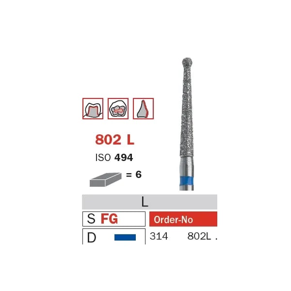 سنبلة ألماسية FG 018 متوسطة مستديرة عنق طويل ISO #494