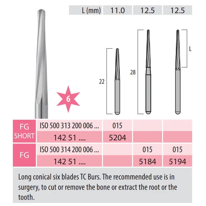 Surgical Carbide Burs, Bone Cutter, FG 200-015
