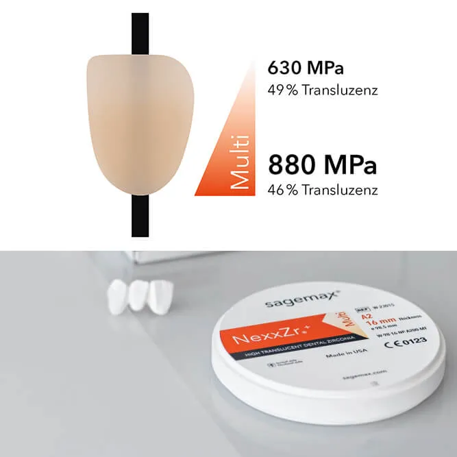 NexxZr +، A1، 98، 16mm، HT+، Multi، قرص زركونيا بلوك