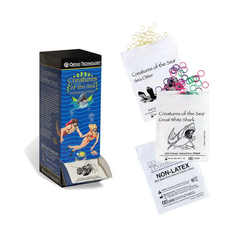 Elastics Amber Medium 1/8" Manta Ray، PK/50