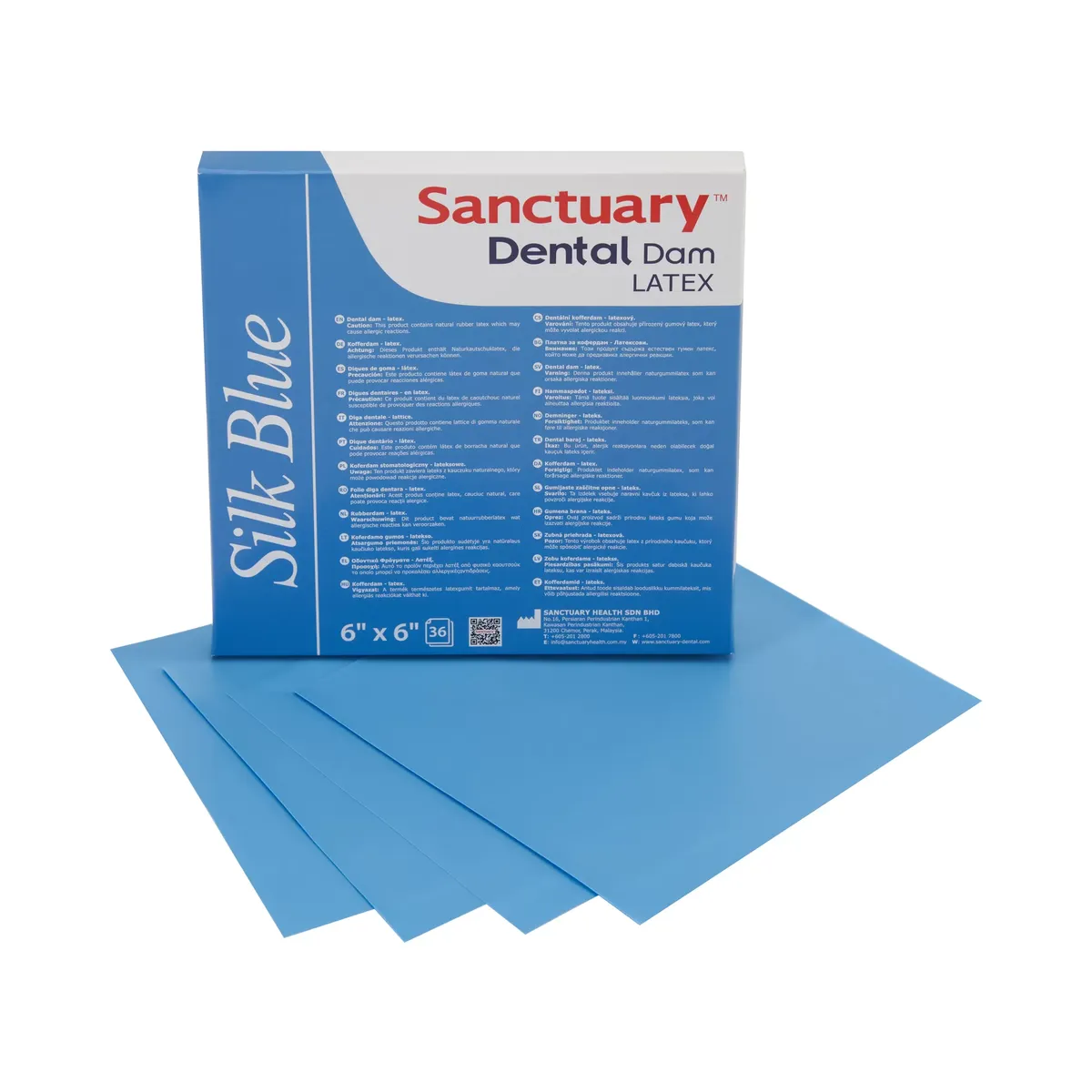 Dental Rubber Dam Sanctuary، متوسط، أزرق حريري