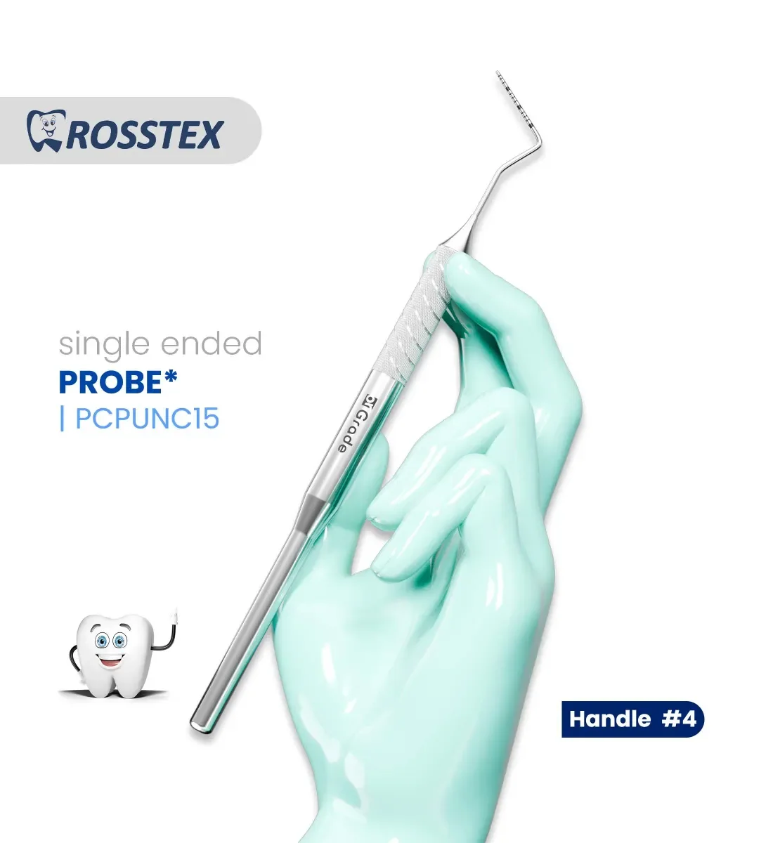 مسبار أسنان، UNC CP-15، مقبض رقم 4، نهاية واحدة