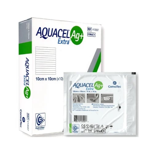 AQUACEL Ag Dressing, 10 × 10 cm