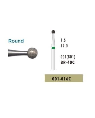 Diamond Bur Br-40C (001-016C), Green, Pack of 5