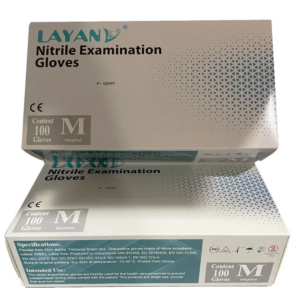 Layan Blue Nitrile Examination Gloves Medium