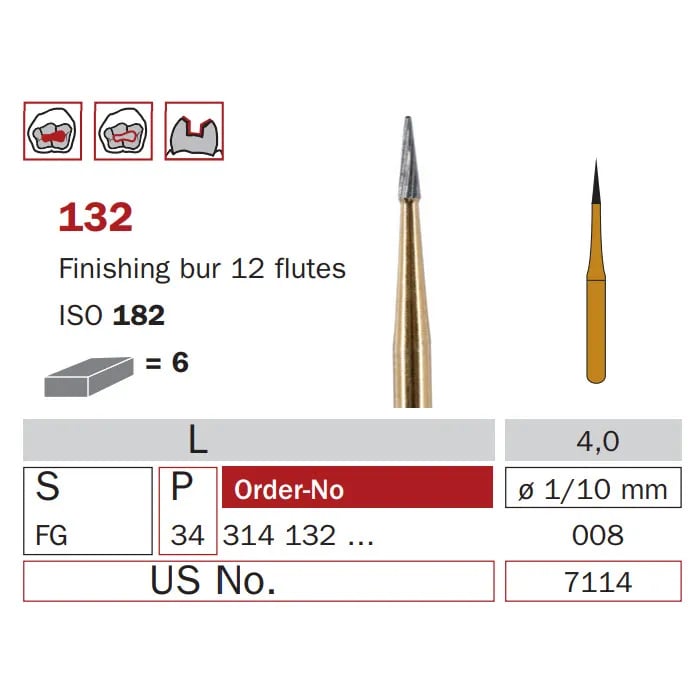 سنابل كربيد تشطيب، FG-008، مخروط صغير، 12 شفرة، ISO #182