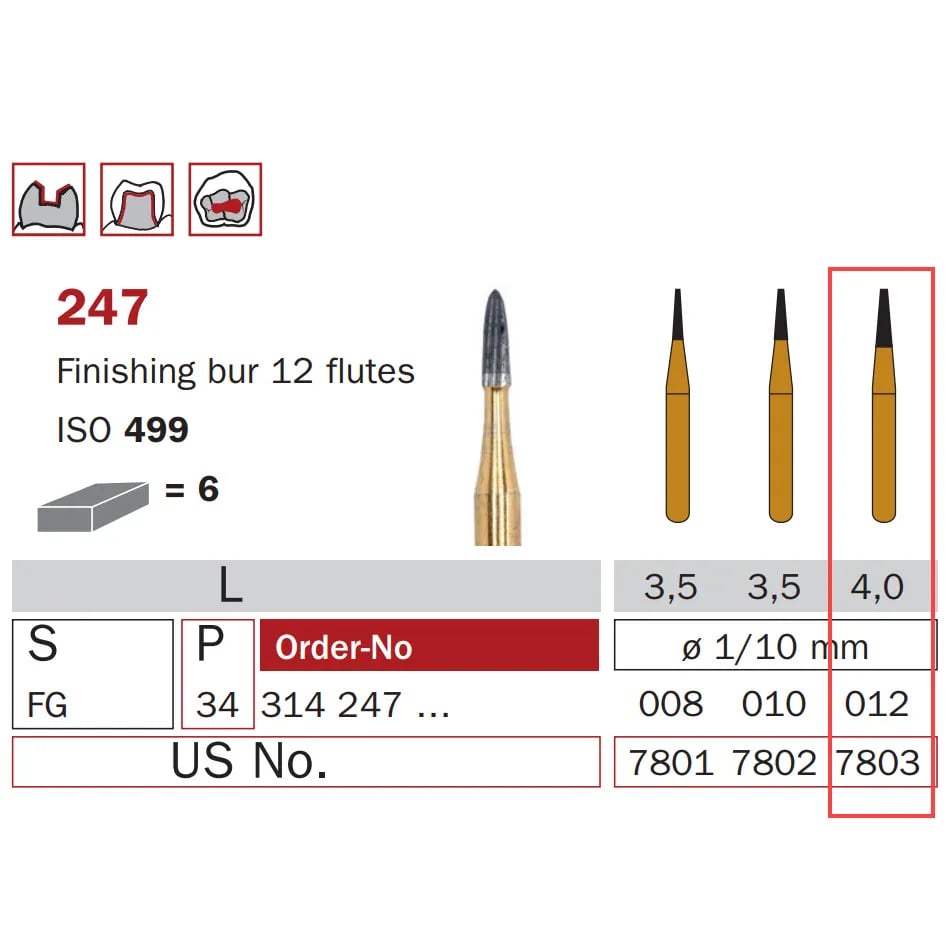 سنابل كربيد تشطيب، FG-012، مخروط مقطوع، 12 شفرة، ISO #499