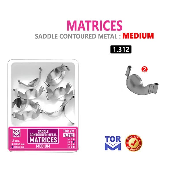 Saddle Contoured Metal Matrice, Medium, Adjustable Central Part